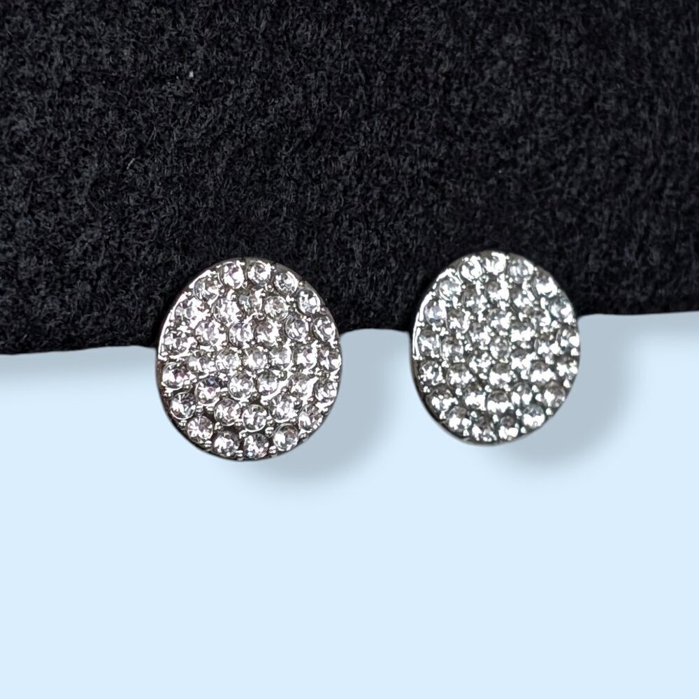 (2/$20) Round Rhinestone Disc Earrings - Picture 3 of 5